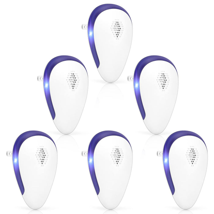 KONIGEVA Ultrasonic Pest Repeller,Pest Control Repeller,High Frequency Ultrasound Electronic Pest-Outdoor Repeller for Mosquito,Mice,Roach,Spider,Insects,Rat, Flea(6 Packs), White