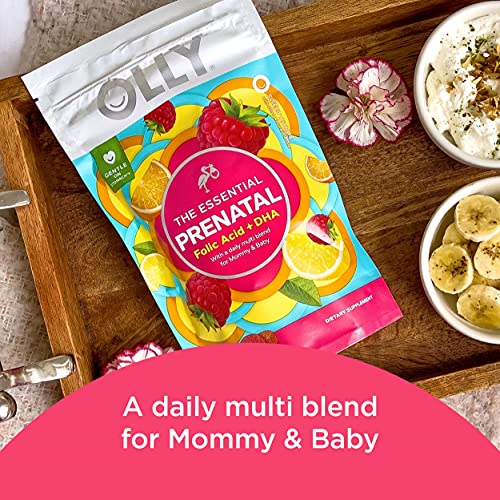 OLLY Prenatal Multivitamin Gummy, Supports Healthy Growth and Brain Development, Folic Acid, Vitamin D, Omega 3 DHA, Chewable Supplement, Citrus Berry Flavor, 40-Day Supply - 80 Count Pouch