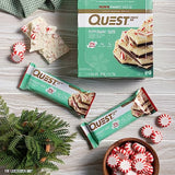 Quest Nutrition Peppermint Bark Protein Bar, 21g Protein, 4g Net Carb, 1g Sugar, Gluten Free, 12 Count