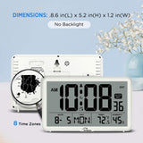 WallarGe Auto Set Digital Wall Clock Battery Operated, Desk Clocks with Temperature, Humidity and Date, Large Display Digital Calendar Alarm Clock for Elderly, Bedroom, Office, 8 Time Zone, Auto DST.