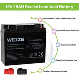 WEIZE 12V 18AH Battery Sealed Lead Acid Rechargeable SLA AGM Batteries Replaces UB12180 FM12180 6fm18, Universal