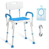 Shower Chair with Arms and Back, Padded Shower Seat for Inside Shower with Grab Bar/Toiletry Bag, Tool-Free Shower Seat for Bathtub, Shower Bath Chair for Elderly/Disabled by SOUHEILO