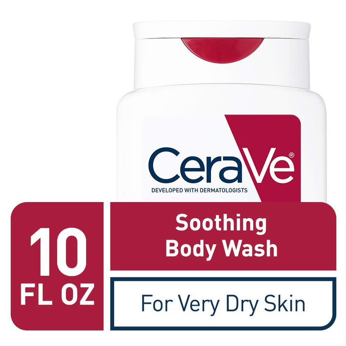 CeraVe Soothing Body Wash | 10 oz | Dry Skin Relief & Eczema Treatment Shower Gel for Itchy Skin | Fragrance Free | Packaging May Vary (Pack of 2)