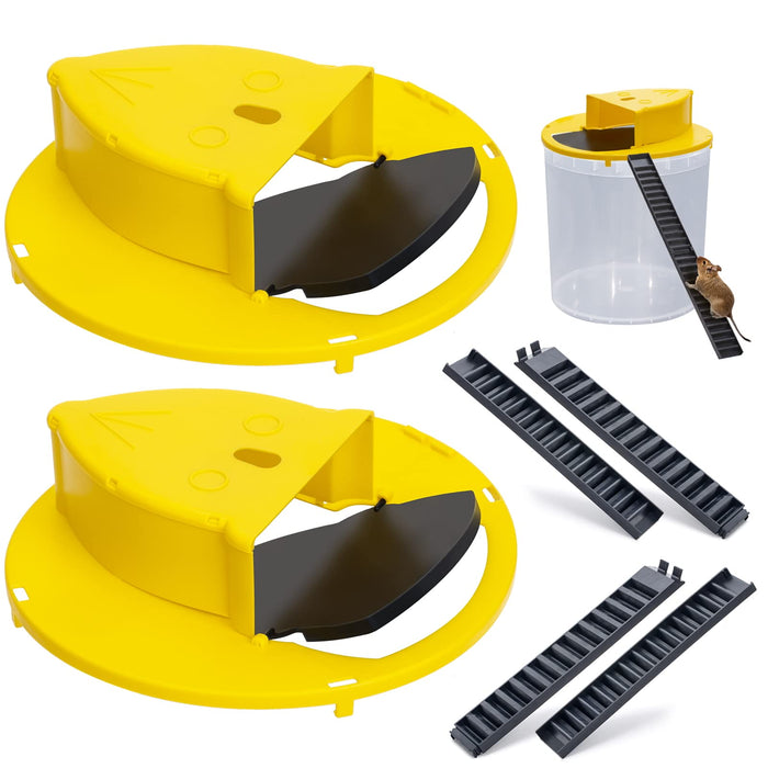 Bucket Mouse mice Rat Trap,Turnover & Slide Mouse mice Traps, Auto Reset, Indoor Outdoor Compatible 5 Gallon Bucket(2 Pack)