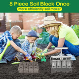 Upgraded Soil Blocker, 8 Cell Seed Blocker 2 inch Quad Soil Block Maker Manual with 3 Types of Seed Pins,Hand-held Soil Blocking Tool for Seed Stater Tray Outdoor Plants