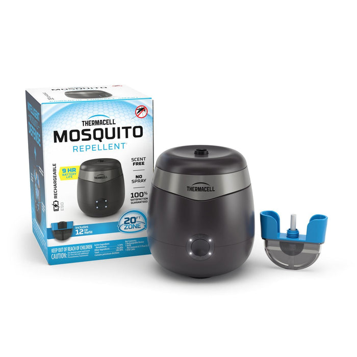 Thermacell E-Series Rechargeable Mosquito Repeller with 20' Mosquito Protection Zone; Charcoal; Up To 9-Hr Battery Life; Includes 12-Hr Repellent Refill; Bug Spray Alternative Alternative; Scent Free