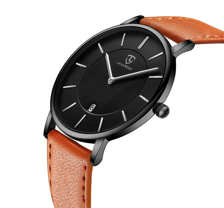 BEN NEVIS Watch, Mens Watch,Minimalist Fashion Simple Wrist Watch Analog Date with Leather Strap Orange Blue