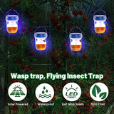 molemo Wasp Traps Outdoor Hanging 4 Packs,Solar Powered Bee Traps for Outside Bee Catcher Yellow Jacket Trap, Hornet Trap Carpenter Bee Trap Flying Insect Trap Outdoor
