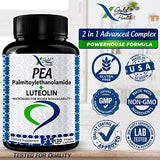 Palmitoylethanolamide 630 mg + Luteolin Standardized 98%- Micronized Pea 99% Highly Purified and Bioavailable - Made in USA - Supplement for Men and Women - 120 Veggie Capsules