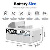 Ayssmac 6.0Ah Replacement Battery for Sun Joe Snow Joe iON+ 24V Series Li-ion Cordless Power Tools, Compatible with 24VBAT-LTW/XR/LTE/LTX/LT Battery,24V-X2-21LMSP 24V-X2-21LM 24V-X2-PW1200 24V-X2-16LM