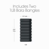 Bala Bangles - Set of 2 (1lb Each) | Adjustable Wearable Wrist & Ankle Weights | Yoga, Dance, Barre, Pilates, Cardio, Aerobics, Walking | Monochromatic Charcoal