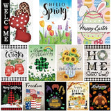 Pating Seasonal Garden Flags Set of 12 Double Sided 12 x 18 Inch Yard Flags, Small Garden Flags for Outside, Fall Winter Halloween Christmas Outdoor Flags, Holiday Garden Flags for All Seasons