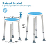 KSITEX Shower Stool for Inside Shower Swivel Shower Chairs for Seniors Adjustable Round Shower Seat Bath Seat Tool-Free Assembly 5 Adjustable Heights from 19''-21'' Load 350LB