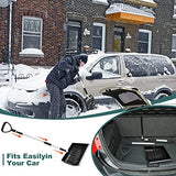 Snow Shovel for Driveway, Ergonomic Snow Shovel with Durable Aluminum Edge Blade,Large Portable Lightweight Emergency Car Snow Shovels for Garden, Camping, Car and Other Outdoor Activities-Black