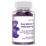 OMEO Dr. TJI Elderberry Sea Moss Gummies, Organic Sambucus Elderberry Vitamin C and Zinc, Immune Support Gummies and Thyroid Supplements, Sea Moss Gummies for Adults and Kids, 60 ct Immunity Gummies