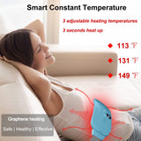 Portable Cordless Fast Heating Pad, Electric Waist Belt Device with 3 Heat Levels and 3 Massage Modes, Back or Belly Heating Pad for Women and Girl