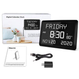 Raynic Digital Clock, 11.5" Large Display Digital Wall Clock,Adjustable Brightness Calendar Clock with Day and Date, Indoor Temperature, Snooze,12/24H, DST for Home, Office, Elderly