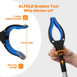 ALFELE Reacher Grabber Pickup Tool 2 Pack, 43" Foldable Grabbers for Elderly Grab It Reaching Tool with 4" Wide Jaw, 360° Rotating Head, Ergonomic Handle, Grabber Tool for Trash Pick Up Stick