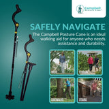 Campbell Posture Cane for Men & Women - Walking Canes for Seniors, Folding Cane, Walking Stick Made w/Heavy-Duty Aluminum, Ergonomic Campbell Handle, Rubber Traction Tip, Elderly Assistance Products