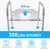 Hotodeal Toilet Seat Risers for Seniors, Heavy Duty Raised Toilet Seat with Handles - 300lb Capacity, Height Adjustable Legs, Bathroom Assist Frame for Elderly, Pregnant, Handicap