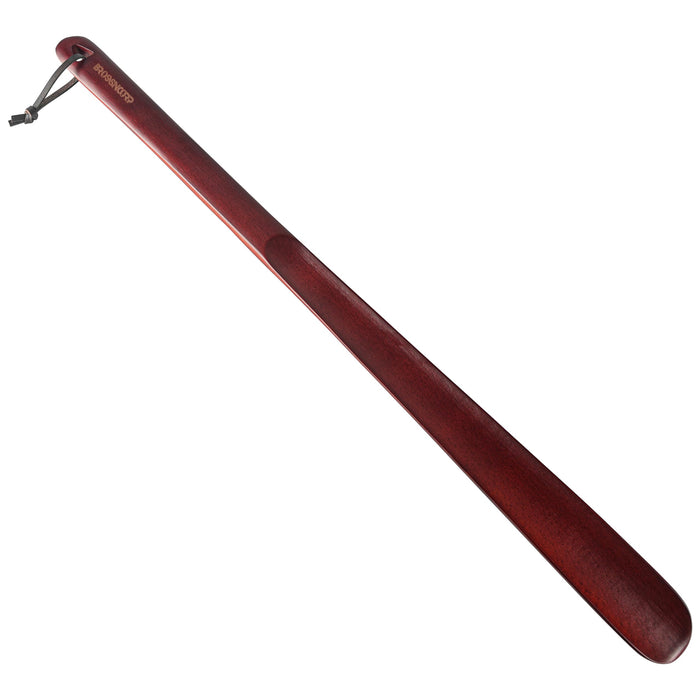Brosisincorp Wooden Shoe Horn Long Handle For Seniors 23.6" Easy Wear Helper Shoehorns Women Kids Baby Elderly Hanging Rings Red Beech Wood