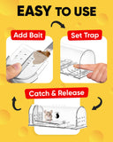 Motel Mouse Humane Mouse Traps No Kill Live Catch and Release 4 Pack - Reusable, Easy to Use & Clean, No Touch Release, Sensitive Includes Cleaning Brush, Instruction Manual & Video - Mousetrap Indoor