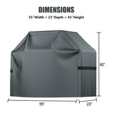 Grill Cover, BBQ Grill Cover, Waterproof, Weather Resistant, Rip-Proof, Anti-UV, Fade Resistant, with Hook-and-Loop and Strap, Gas Grill Cover for Weber,Char Broil,Nexgrill Grills, etc. 55 inch, Gray