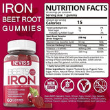 Vegan Iron Supplement for Women, Men, Kids, Non-Constipating Iron Gummies 12.5mg W/Beet Root, Vitamin C, Folate, B12 for Iron Deficiency, Anemia, Nitric Oxide Levels, Energy, Gentle Iron, 120 Counts