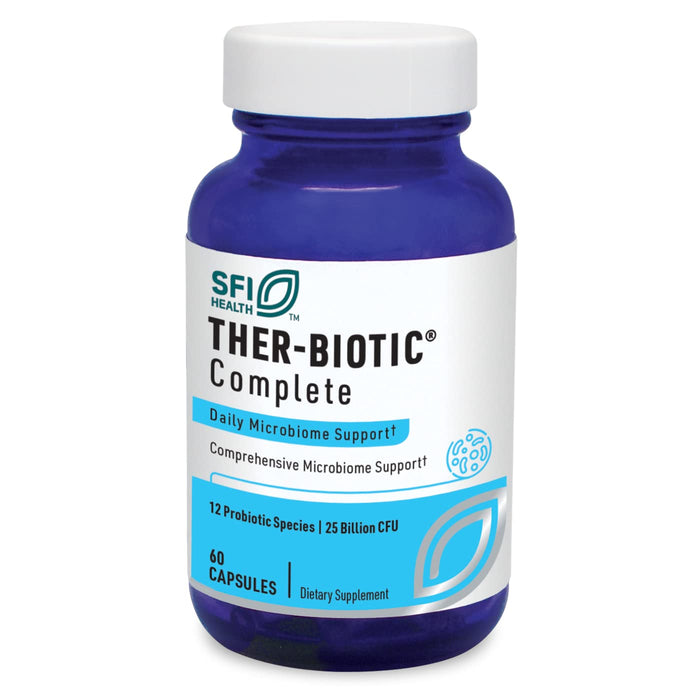 Klaire Labs Ther-Biotic Complete - 25 Billion CFU Probiotic Supplement - Lactobacillus Rhamnosus + 11 Other Probiotic Species - Hypoallergenic Probiotic for Gut Health + Immune Support (60 Capsules)