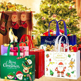 IPQXE 24 Pack Large Christmas Gift Bags - Reusable Christmas Tote Bags Non-Woven, Xmas Shopping Bags with Handles, for Christmas Treat Bags, Gifts Wrapping, Xmas Party Supplies 12.8'' X 9.8'' X 4.5''…