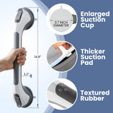 TAILINK 16 inch Shower Grab Bar Suction Cup, Grab Bars for Shower and Bathroom, Safety Handrail for Elderly and Seniors, Waterproof Removable & Reusable No Drilling Bathtub Handle, Grey