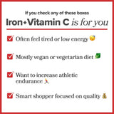 O Positiv Advanced Absorption Iron with Vitamin C Capsules - Vegan Iron Supplement for Men & Women - Healthy Red Blood Cells, Immune System & Energy Production - 90 Servings, 3 Month Bulk Supply