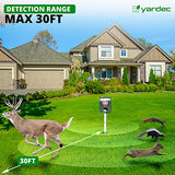 YARDEC Solar Animal Repellent Outdoor with Drill Bit - Waterproof Motion Activated Ultrasonic Animal Repeller with LED Flashing Light to Repel Deer, Rabbit, Squirrel, Skunk, Cat, Raccoon, Dog, etc.