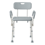 Medline Shower Chair with Back and Padded Arms, Bath Seat with Removable Back, Supports up to 350 lbs, Gray