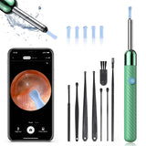 Ear Wax Removal Tool Camera Otoscope with Light, Ear Wax Removal Kit with 6 Ear Pick, Ear Camera- Green