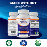 Vitamatic Bacillus Subtilis 10 Billion per DR Capsule - 60 Count - Digestive, Gut & Immune Health Support - Made with Prebiotic Inulin Fiber