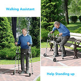 OasisSpace Folding Walker - Standard Walker with 5’’ Wheels and Removable Padded Armrests 300lbs, Platform Walker with Arm Support for Senior, Handicap & Disabled