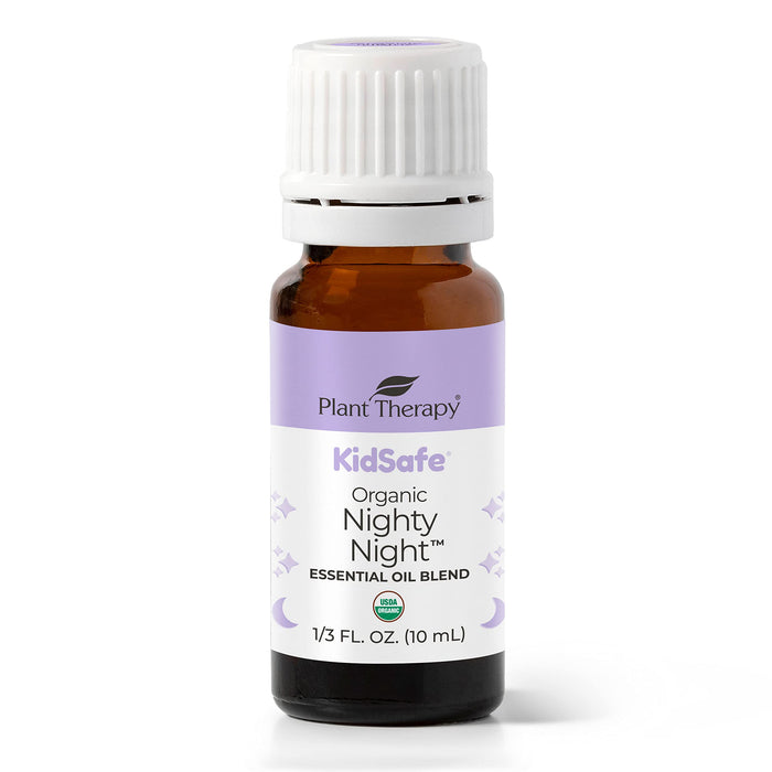 Plant Therapy KidSafe Organic Nighty Night Essential Oil Blend for Sleep 10 mL (1/3 oz) 100% Pure, Undiluted, Therapeutic Grade