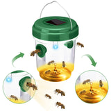 Wasp Trap Solar Powered Bee Trap Reusable Fly Traps Outdoor Hanging Wasp Killer with UV LED Light Flying Insects Bee Killer for Indoor Outdoor Patio Garden Home (Green, 6 Packs)