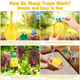 Wasp Traps Outdoor Hanging, Bee Traps Repellent Yellow Jacket Catchers Killer for Outside, Hornet Deterrent Wasp Trap Non-Toxic Reusable Hanging Traps Pineapple Shape (2 Pack, Yellow)