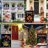 Pating Seasonal Garden Flags Set of 12 Double Sided 12 x 18 Inch Yard Flags, Small Garden Flags for Outside, Fall Winter Halloween Christmas Outdoor Flags, Holiday Garden Flags for All Seasons