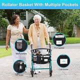 supregear Rollator Basket, Large Capacity Rollator Walker Accessories Organizer Bag with Multiple Pockets, Folding Rolling Walker Universal Waterproof Storage Bag, Rollator Accessories for Seniors