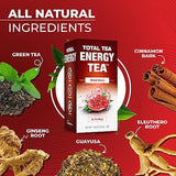 Total Tea Detox Guayusa Energy Tea - All Natural Herbal Caffeinated Tea Cleanse - Energy & Focus - Coffee Substitute - 25 Tea Bags for Men and Women