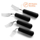 Special Supplies Adaptive Utensils (4-Piece Kitchen Set) Weighted, Non-Slip Handles for Hand Tremors, Arthritis, Parkinson’s Elderly use - Stainless Steel Knife, Fork, Spoons (Black Weighted Bendable)