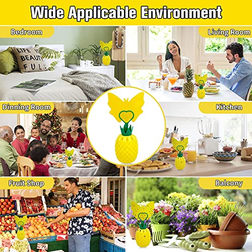 Fruit Fly Trap for Indoors, Effective Fruit Fly Catcher Gnat Killer with 24 Yellow Stickers, Upgrade Gnat Traps for House Indoor with Bait, Non-Toxic Reusable Easy to Use Fly Trap for Kitchen - 4 Pack