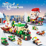 HOGOKIDS Christmas Advent Calendar Building Set - 2023 Countdown Playset 24 Collectible Surprises for Kids Christmas Toys Includes Santa Claus Tree Train House Blocks Boys Girls 6-12+ Year (1122 PCS)