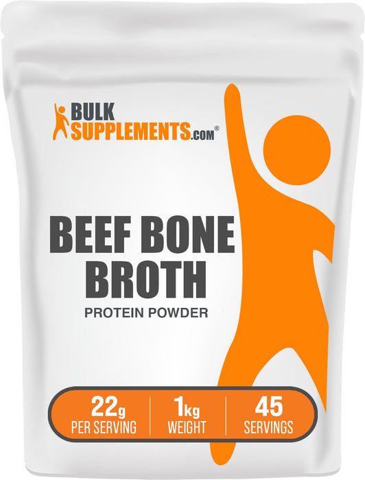 BULKSUPPLEMENTS.COM Beef Bone Broth Protein Powder - Unflavored, Gluten Free, Dairy Free, Protein Powder - 18g of Protein - 22g per Serving, 11 Servings (1 Kilogram - 2.2 lbs)