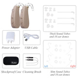 Banglijian Rechargeable Hearing Aid Ziv-206 for Seniors Adults with 4 Channels Layered Noise Reduction Adaptive Feedback Cancellation-Two Types of Sound Tubes(Two Units)
