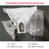 Urine Collection Bag Condom Catheters for Men Reusable Portable Silicone Urinal with 2 Urine Catheter Bags (Elderly Men White)