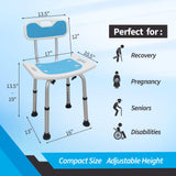 Bcareself Shower Seat for Inside Shower Narrow Bathtub Bath Stool with Back with Arms Shower Stool Shower Chairs for Seniors Elderly Disabled Handicap Height Adjustable Tool-Free Assembly